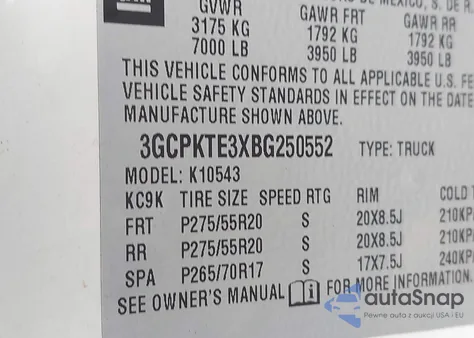 2011 Chevrolet Silverado 1500 Ltz из США, поврежденный, VIN 3GCPKTE3XBG250552